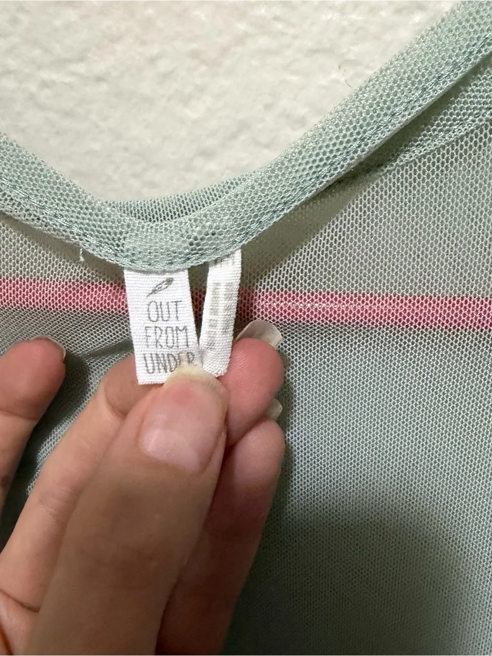 Out From Under Sage Green Mesh Long Sleeve Top Size Medium Y2K Fairycore